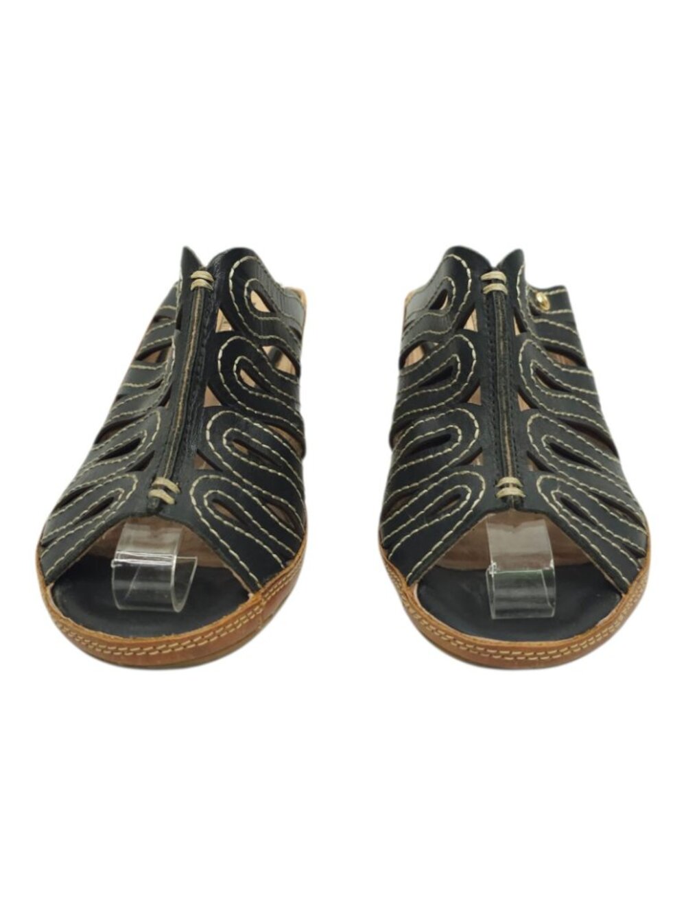 Pikolinos Capri Leather Wedge Sandals Womens 5.5 Open Toe Slide Mule Black Shoes - Picture 3 of 13